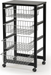 Arredamenti Italia AR-It il Cuore del Legno Gingerone Kitchen Trolley 4 Baskets Black Wood