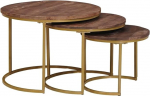 Couchtisch Set 3er aus Massivholz Mango & Stahl 60x60x45 cm rund Nesting Coffee Tables modernes Design platzsparend f&uuml;r Wohnzimmer B&uuml;ro Schlafzimmer