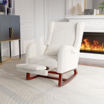 POYHKFD tugitool, kiiktool, polsterdatud skandinaavia kiiktool puidust alusega, paks jalapealne, pluus, 2 k&uuml;ljetaskut, 1 nimmepadi (v&auml;rv beež)