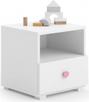 Dmora - Gdansk &ouml;&ouml;kapp, madal kapp, laud, multifunktsionaalne &ouml;&ouml;kapp, 40 x 38 x 41 cm, valge ja roosa v&auml;rviga