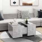 V&auml;ike elutoa laud 60 x 60 x 38 cm Kohvilaud K&otilde;rvallaud Puidust elutoa laud Stiilne disain Kohvilaud Kontorilaud Betoonist hallist puitmaterjalist ja kambrite abil