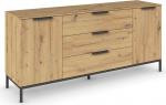 Rauch M&ouml;bel Flipp, Sideboard, TV-kapp, kapp, sahtli ja hoiuruumiga, metallist sahtlitega, graafiit tammepuust Artisan, puit, 2 ust, 3 sahtlit, grafiit k&auml;epidemed, 160 x 72 x 42 cm.