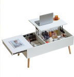 Kohvilaud reguleeritava k&otilde;rgusega koos l&uuml;kandplaadiga, elutoa laud reguleeritava k&otilde;rgusega, kohvilaud koos hoiuruumiga, kaasaegne kohvilaud valge 2 suure eraldi peidetud hoiuruumiga