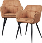 [en.casa] Birminghami s&ouml;&ouml;gitoa toolid 2 k&auml;etoega kontoritoolide komplekt Pehmendusega tool seljatoega pruun, metalljalgadega 81 x 57 x 53 cm