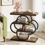 Tribesigns kitsas k&uuml;ljelaud, 4-tasandiline v&auml;ike puidust k&uuml;ljelaud kaarjas metallraamiga, rustikaalne riiulitega &ouml;&ouml;kapp magamistuppa, elutuppa, elutuppa