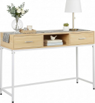 Relaxdays Skandi konsoollaud, HBT 80 x 120 x 40 cm, hoiulaud, 2 sahtlit, esikusse ja elutuppa, Skandi, metall ja MDF, valge/f&uuml;&uuml;siline