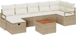 8-teiliges Garten Sofa Set mit Kissen Beige Poly Rattan, 2-Sitzer Garten Sofa mit Kissen Beige Poly Rattan Gartenlounge Model3359547
