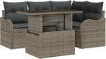 5-teiliges Garten-Sofa-Set mit Kissen Grau Poly-Rattan, 2-Sitzer Garten-Sofa mit Kissen Grau Poly-Rattan Gartenlounge Model3348455