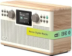 Pure Classic H6 Hi-Fi stereos&uuml;steem ja muusikas&uuml;steem DAB+ FM-raadio Bluetooth 5.3 USB-A ja AUX 2,4-tolline v&auml;rviline TFT-pult Kaugjuhtimispult Kahekordne &auml;ratuskell Uni- ja k&ouml;&ouml;gitimeri 2 x 15 W 80 m&auml;lu - puuvillane