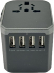 Vortex 788CB 28W World Adapter 4USB Type C Fast Charge Multifunktsionaalne konverteerimispistik on &uuml;lemaailmne pistik Euroopa pistikust Ameerika pistikuks.