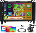8 Core 4 + 64G: Hodozzy Carplay DAB/DAB+ autoraadio Mercedes Benz B200 Sprinter Vito W639 Viano W169 W245, 9-tolline puuteekraaniga Android autoraadio WiFi/GPS/RDS/FM/Bluetooth/USB/DSP + tagurdamine
