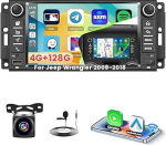 4+128G Android 15 autoraadio Jeep Wrangler 2009-2018 juhtmevaba Carplay Android Car Roinvou, 7-tolline autoraadio Incell puuteekraaniga GPS-navigatsiooniga Bluetooth EQ WiFi RDS FM SWC MIC tagurdamine