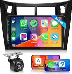 Hodozzy Carplay autoraadio Toyota Yaris 2008-2011 koos USB/USB-C, 9-tolline puuteekraan Android Car Mirror Link/WiFi/GPS/RDS/FM/Bluetooth/Sat Nav + tagurduskaamera