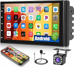 2 DIN Android 15 autoraadio koos Bluetooth k&auml;ed-vabaduse komplektiga (1 + 16 GB), 7-tolline puuteekraan, 2 Din Android 15 autoraadio toetab GPS/WiFi/Mirror Link/FM RDS raadio koos tahavaatekaameraga
