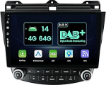[4GB + 64GB] Android 14 Autoradio Honda Accord/Euro 2003-2008 - [Sisseehitatud DAB+/CarPlay/Android Car/DSP/GPS]-CAM + MIC-DAB/Mirror Link/Bluetooth 5.0/Fast-Boot-10 IPS