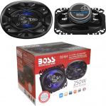 2 k&otilde;larid &uuml;hilduvad Boss Audio Systems BE464 BE 464 4-Way koaksiaalkaabliga 4 x 6 tolli 10,20 x 15,20 cm 102 x 152 mm 125 Watt RMS 250 Watt Max 4 Ohm 90 dB sinise LED-iga ja kummist riputusega per