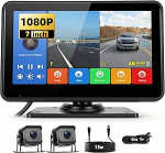 SIXWIN juhtmega tagumise vaate kaamera komplekt HD 1080P 7-tolline monitor koos 2 traadita tagumise vaate kaameraga haagise RV veoauto bussi jaoks IP68 veekindel &ouml;ine n&auml;gemine BSD 9V-36V
