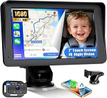 CAMECHO kaasaskantav auto peatoe videom&auml;ngija, monitor 10,1-tollise IPS HD puuteekraaniga toetab Carplay / Android Car Super Link Bluetooth FM Type-C / USB Plug & Play + 64G TF kaart