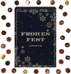 Hallingers Frohes Fest Advendikalendri &scaron;okolaadide kingitus K&auml;sitsi valmistatud osa alkoholiga peenestatud kakao&scaron;okolaadist (karp) - kingitus suvel ja t&auml;iuslikuks grillikingituseks | &Otilde;nnitlused Hanuka s&otilde;ber