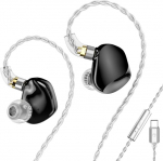 TRN VX Pro+ 1DD+8BA lipulaev HiFi k&otilde;rvaklapid mikrofoniga, 2-poldiline eemaldatav kaabel ja k&otilde;rgresolutsiooniline heli (Type-C/Beads Black)