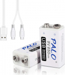 CITYORK 9 V USB 650 mAh laetavad Li-ion akud USB-kaabliga mikrofonile, suitsuandurile, m&auml;nguasjale, puldile ja muudele seadmetele (2 tk)