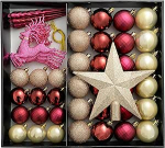 WeRChristmas Shatterproof Luxury Christmas Tree Baubles - 50-osa, Gold/Berry/Aubergine