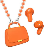 ANCwear Bluetooth 5.3 traadita k&otilde;rvaklapid, k&otilde;rvaklapid 13 mm draiveritega, 22h m&auml;nguaeg, TWS k&otilde;rvaklapid stiilse kompaktse laadimiskohvriga, Hi-Fi heli, naistele ja teismelistele (oranž/p&auml;rl)