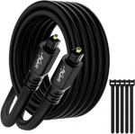 Toslink optiline helikaabel 30 m optiline digitaalne helikaabel (S/PDIF kadudeta helikvaliteet), fiiberoptiline kaabel kodukino, helibaar, DVD m&auml;ngija, PS4/Xbox One, TV jne. + 5 kaablikinnitust