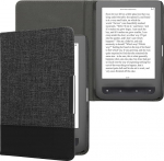 kwmobile &uuml;mbris &uuml;hildub Pocketbook Touch Lux 3/Basic Lux/Basic Touch 2 - Canvas eReader kaitse&uuml;mbris - antratsiitmust