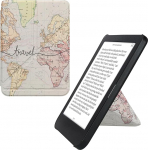 kwmobile kaitsekott &uuml;hildub Kobo Clara BW/Clara Colour/Tolino Shine (5) / Shine Colour - Faux Leather Case - eReader Cover Case - Travel Lettering Black Multicoloured