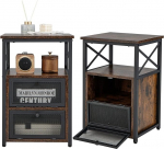 LIFEZEAL Vintage Side Table, Sofa Table with Adjustable Shelves, Telephone Table, Bedside Table Made of Wood Chipboard, Coffee Table with 2-Tier Storage Compartment, Chest of Drawers for Bedroom,