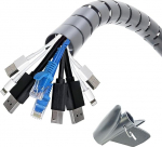 Kaablijuhtimise muhvid, kaablijuhtimise traat, paindlik m&auml;hitud kaablikate, kaitse korraldaja PC, TV, arvuti, printeri kaabli jne jaoks kodus ja kontoris, l&auml;bim&otilde;&otilde;t 13mm, 1.7m, hall