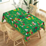 Grinchmas laudlina J&otilde;ulud Roheline Elf Talvine puhkusepidu Dekoratsioon Kodu K&ouml;&ouml;k S&ouml;&ouml;gituba Ristk&uuml;likukujuline lauakaunistus (roheline, 60 x 84 tolli)