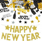 1 tk Happy New Year Pull Flag, 15G Happy New Year Confetti, Letter Throw Confetti, uue aasta peo dekoratsioon