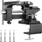 TEENO Vice 150 mm Swivel 270&deg;, Workbench with Table Vice, Maximum Opening 115 mm, Clamping Force 1000 kg, Cast Steel Material 6 Inch 7.6 kg (with Desktop Attachment)