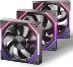 AsiaHorse RGB PC ventilaator 120 mm korpuse ventilaator [3 tk] [HDB] 61,5 CFM/2000 RPM/2.16 MMH2O ARGB ventilaator 5V3PIN ARGB ja 12V4PIN PWM ventilaator, 50,000 tundi eluiga Nyota-A12-mustanahaline