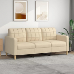 ZEYUAN 3-Seater Sofa Cream 180 cm Fabric Sofa Living Room Youth Sofa Relaxing Sofa Sofas & Couches Sofa for Bedroom Youth Children's Room