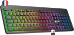 KLIM Light V2 juhtmevaba AZERTY klaviatuur + lame, ergonoomiline, peenike, veekindel, vaikne + valgustatud m&auml;nguklaviatuur PC Mac PS4 Xbox 1 + integreeritud aku pika elueaga