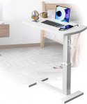 ACLFF Side Table for Sofa with Wheels, Side Table Couch C Shape, Laptop Table Height Adjustable, Wooden Bedside Table, Height Adjustment 65 cm - 95 cm, for Sofa, Bed, Couch, Office