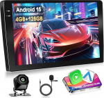 4G + 128G Motorsi Android Autoradio 9-tolline 1280P HD Incell puuteekraaniga 2 DIN autoraadio Android 15 Stereoraadio, iOS Carplay, Bluetooth 5.0, GPS, WiFi, 2USB & 720P AHD tagurduskaamera, mikrofon