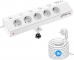 Pistikupesa lauapistikupesa 2 USB-ga (PD 30 W), 5-kohaline mitme pistikupesa pistikupesa laual koos &uuml;lepingekaitse ja individuaalselt l&uuml;litatav, 10-in-1 nurgapistikupesa 3 m elutuppa, valge