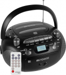 Retekess TR630 CD-m&auml;ngija kassetiga, raadio akutoitega, kassetisalvesti, puldiga, USB SD TF, stereo, k&ouml;&ouml;k, eakatele (must)