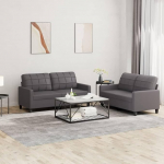 Juroupi 3201360 2-Piece Sofa Set with Cushion Sofa Living Room Sofa Set Sofas for Living Room Grey Faux Leather