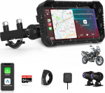 Jansite 4K Dashcam mootorratta Carplay Android autoekraan, 6,25-tollised mootorratta navigatsiooniseadmed IP67 veekindla puuteekraaniga, Dual Bluetooth, mootorratta navigatsioon, h&auml;&auml;ljuhtimine 64G TF