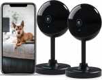 owltron Surveillance Camera, Baby Monitor with Camera, 2K Camera Indoor Surveillance, Dog Camera with Motion Detection, Night Vision, 2-Way Audio, WLAN Camera for Dogs/Pet Camera, Black (Pack of 2)