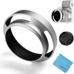 39mm &otilde;&otilde;nes objektiivi kapuuts, Fotover universaalne metallist &otilde;&otilde;nes ventileeritud kallutatud kumer objektiivi kapuuts koos keskse n&auml;puga objektiivi korgiga Leica Canon Nikon Sony Pentax Olympus Fuji kaamerale + mikrokiud puhastuslapp, h&otilde;bedane, h&otilde;bedane