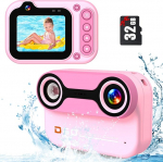 Veealune kaamera, digitaalne kaamera veekindel 10ft 1080P Full HD 26MP 10X digitaalne zoom veekindel kaamera snorkeldamiseks vee all selfie, ujumine, rand, veepark - roosa
