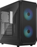 Fractal Design Focus 2 RGB Black - Karastatud klaasist l&auml;bipaistev toon - V&otilde;rkfront - Kaasa kaks 140 mm RGB Aspect ventilaatorit - ATX m&auml;ngukapp