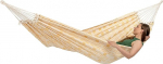 AMAZONAS Carioca XXL Hammock Gold Jacquard lamamispind 250 x 175 cm 2 inimesele kuni 200 kg naturaalses helekollases taaskasutatud puuvillas pehme v&auml;ga stabiilne elegantne v&auml;limus k&auml;sitsi kootud (kuldne)