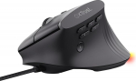 GXTrust 145 Rexxa vertikaalne m&auml;nguhiir programmeeritavate nuppudega, 12.8k DPI, ergonoomiline hiir koos USB-A 1.7 m kaabliga, mitmev&auml;rviline RGB valgustus, lisatud tarkvara, m&auml;nguhiir MMO - must